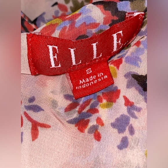 Elle Women Floral Chiffon Faux Wrap Lace Blouse Small Sheer Cottage Prairie - Picture 3 of 9